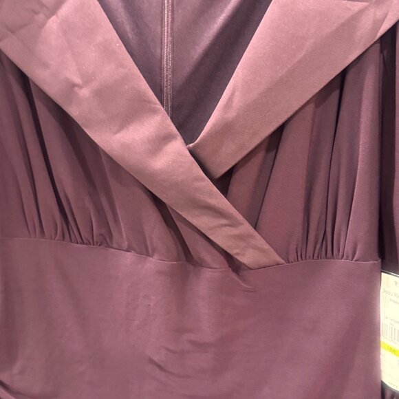 Jessica Howard Womens 18W Plum Fit & Flare Dress Shawl Collar 3/4 Sleeves Midi L - Picture 7 of 8